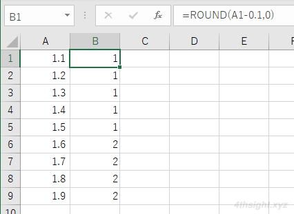 Excel（エクセル）で数値を五捨六入する方法