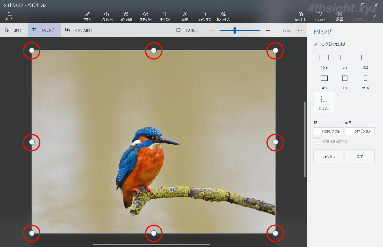 Windows10の標準アプリ ペイント3d で画像をトリミングしたり大きさを変更する方法 4thsight Xyz