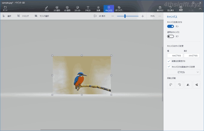 Windowsのペイント3Dで画像をトリミング・リサイズする方法