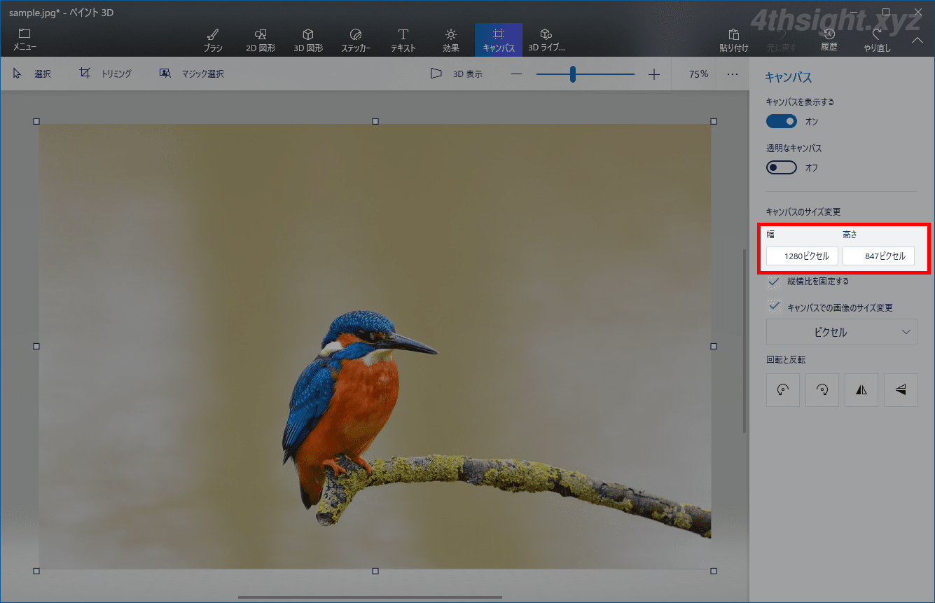 Windows10の標準アプリ ペイント3d で画像をトリミングしたり大きさを変更する方法 4thsight Xyz