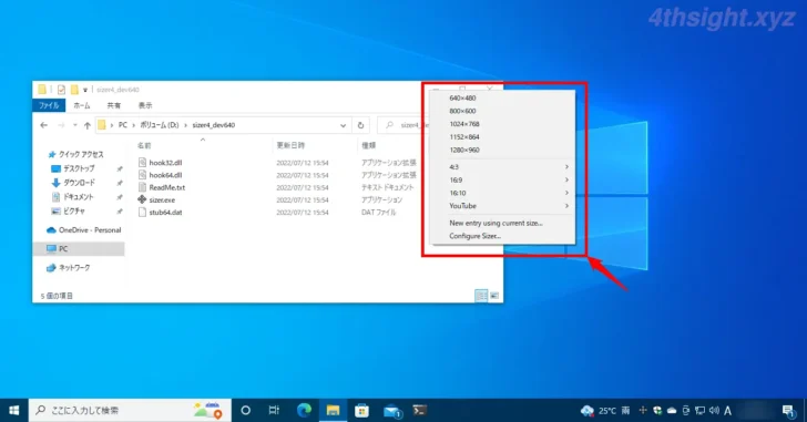 Windows10でウィンドウを指定したサイズに一発変更する方法（Sizer）