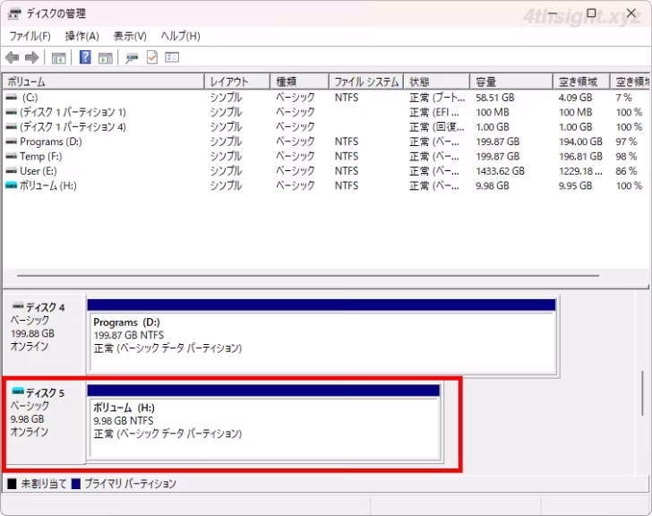 Windowsで仮想ハードディスクを作成する方法。